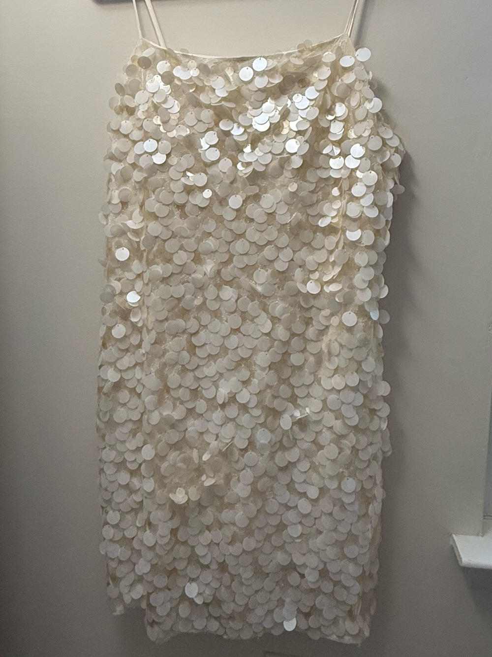 White Sequin Slip Dress